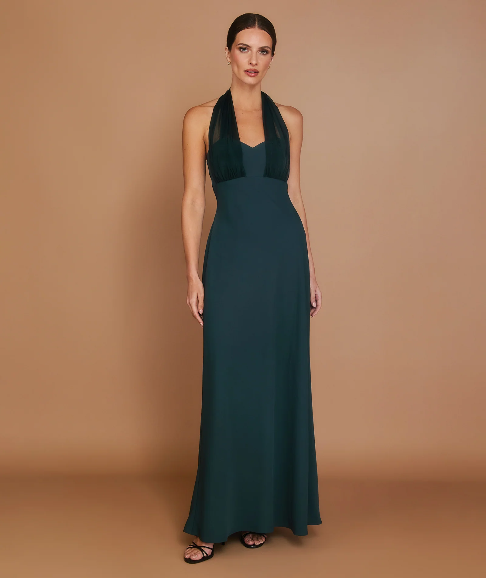 Organza Halter Neck Maxi Dress - Teal - Image 3