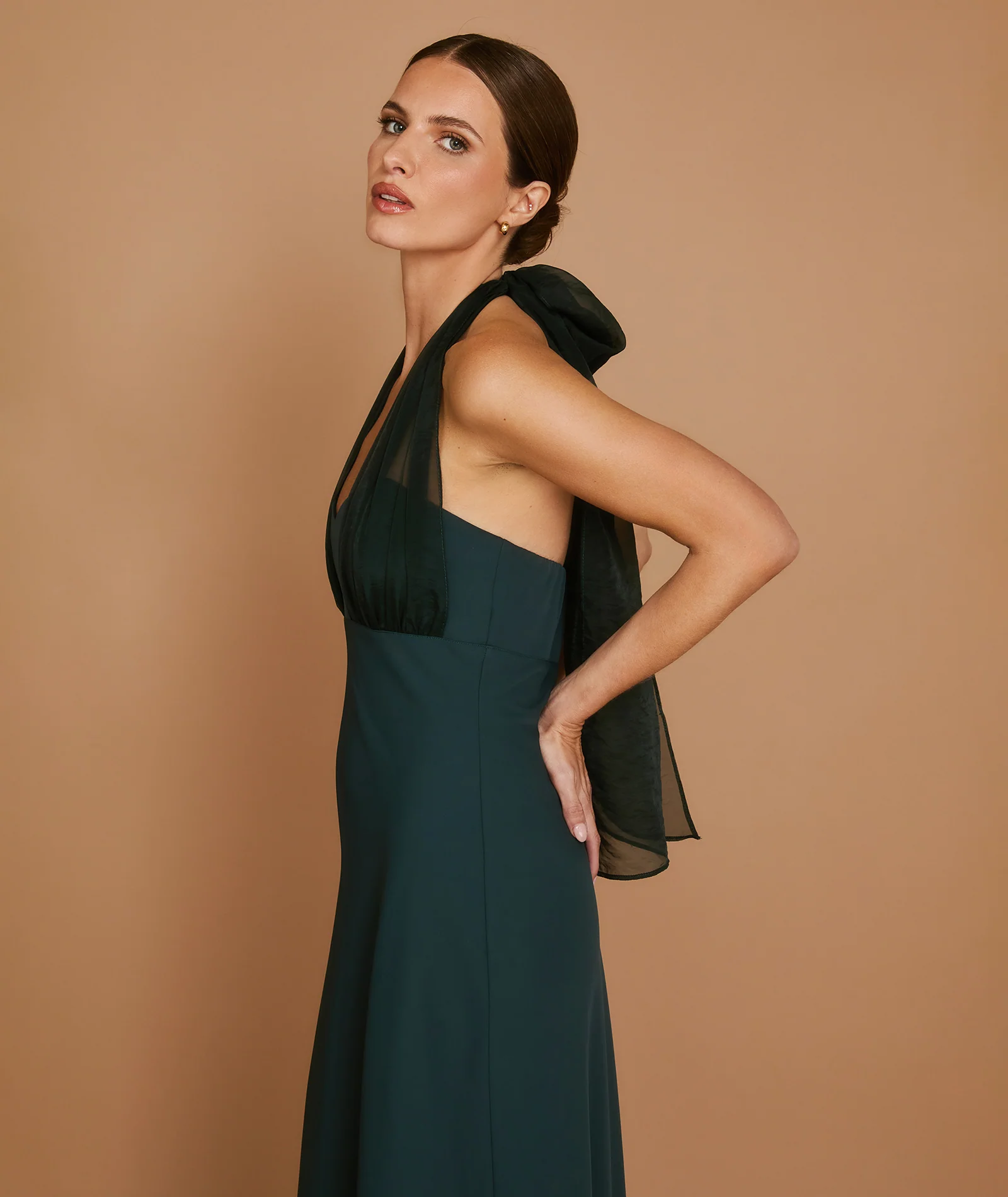 Organza Halter Neck Maxi Dress - Teal - Image 4