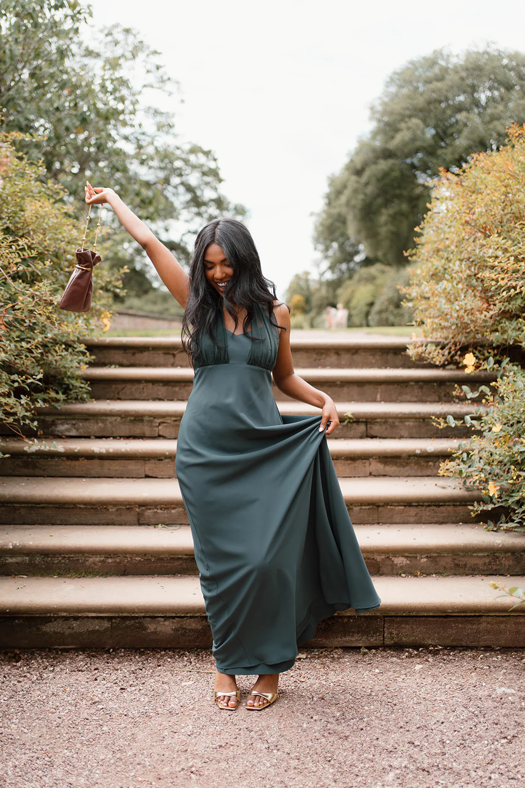 Organza Halter Neck Maxi Dress - Teal - Image 7