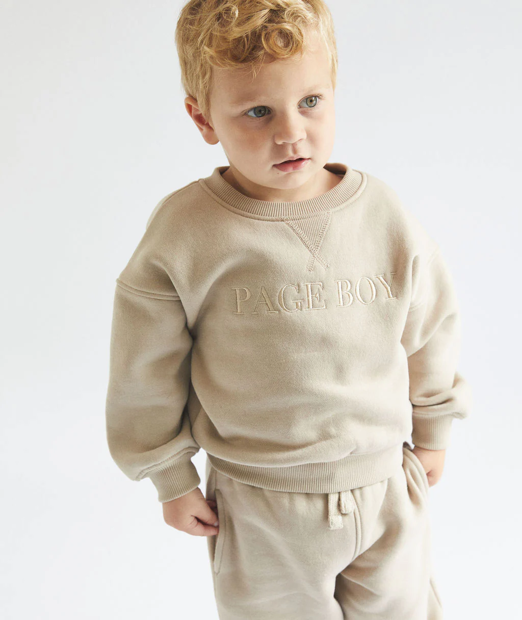 Page Boy Sweatshirt and Sweatpant Set - Infant - Stone - Image 2