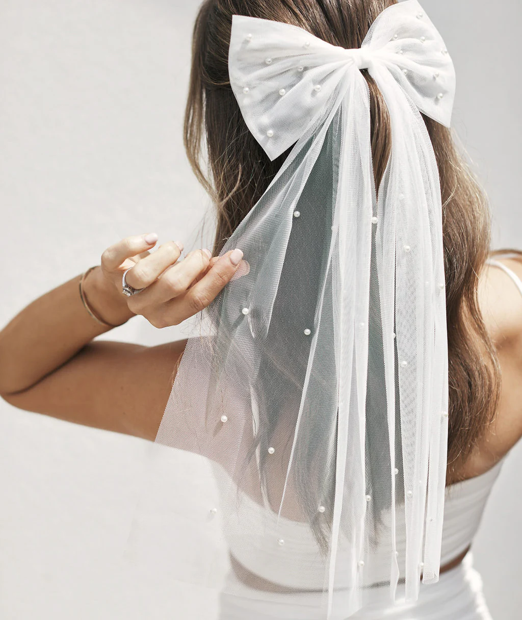 Pearl Bride Hair Bow - Image 3