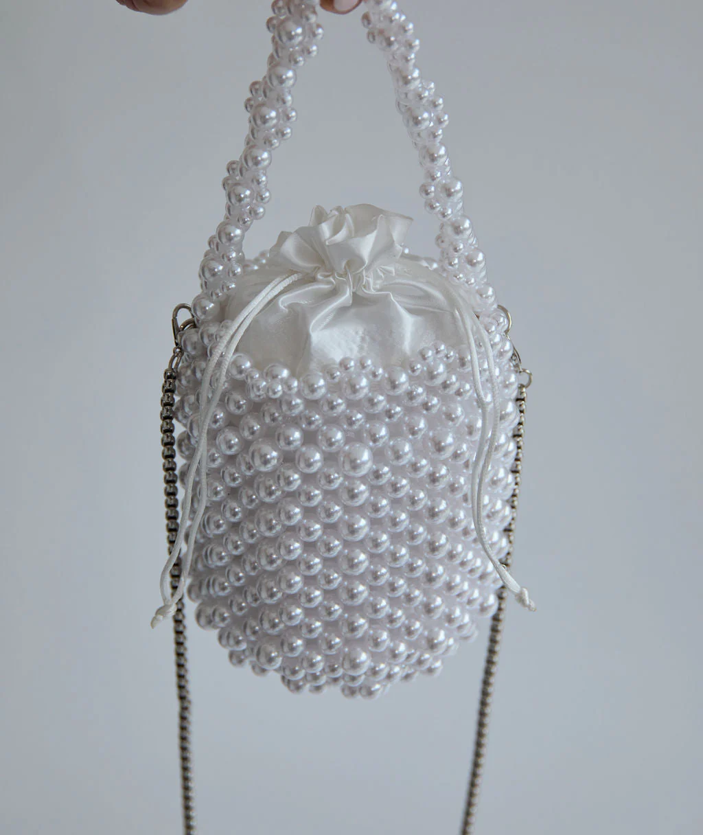 Pearl Bucket Bag - Silver - Image 4