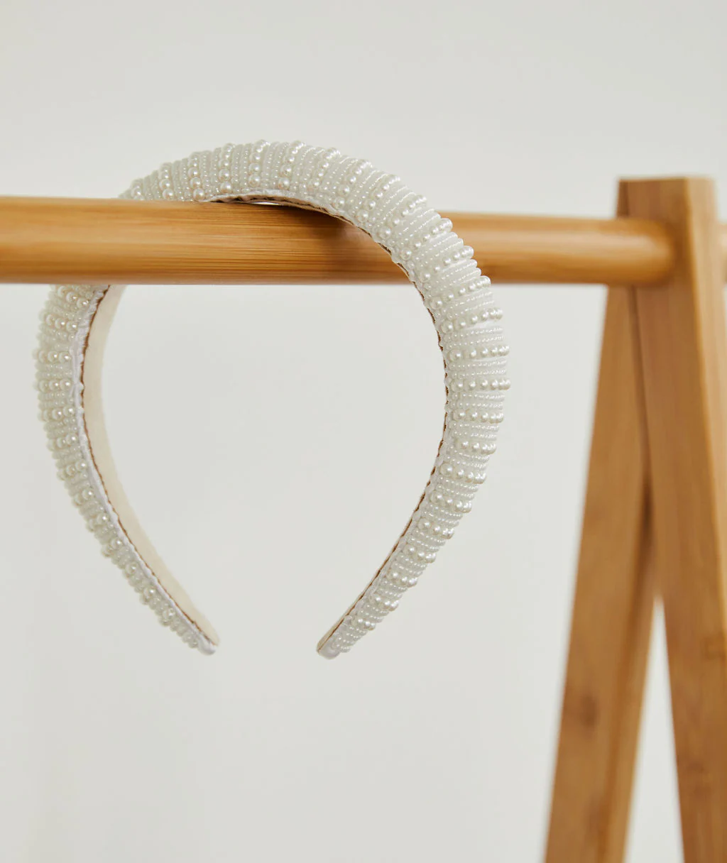 Pearl Detail Padded Headband - White - Image 2