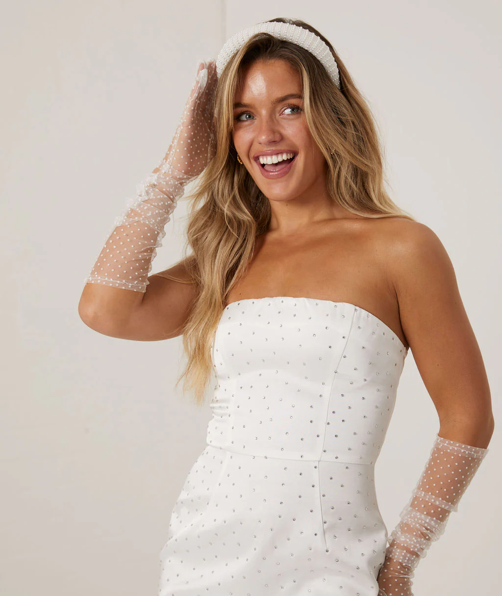 Pearl Detail Padded Headband - White - Image 3