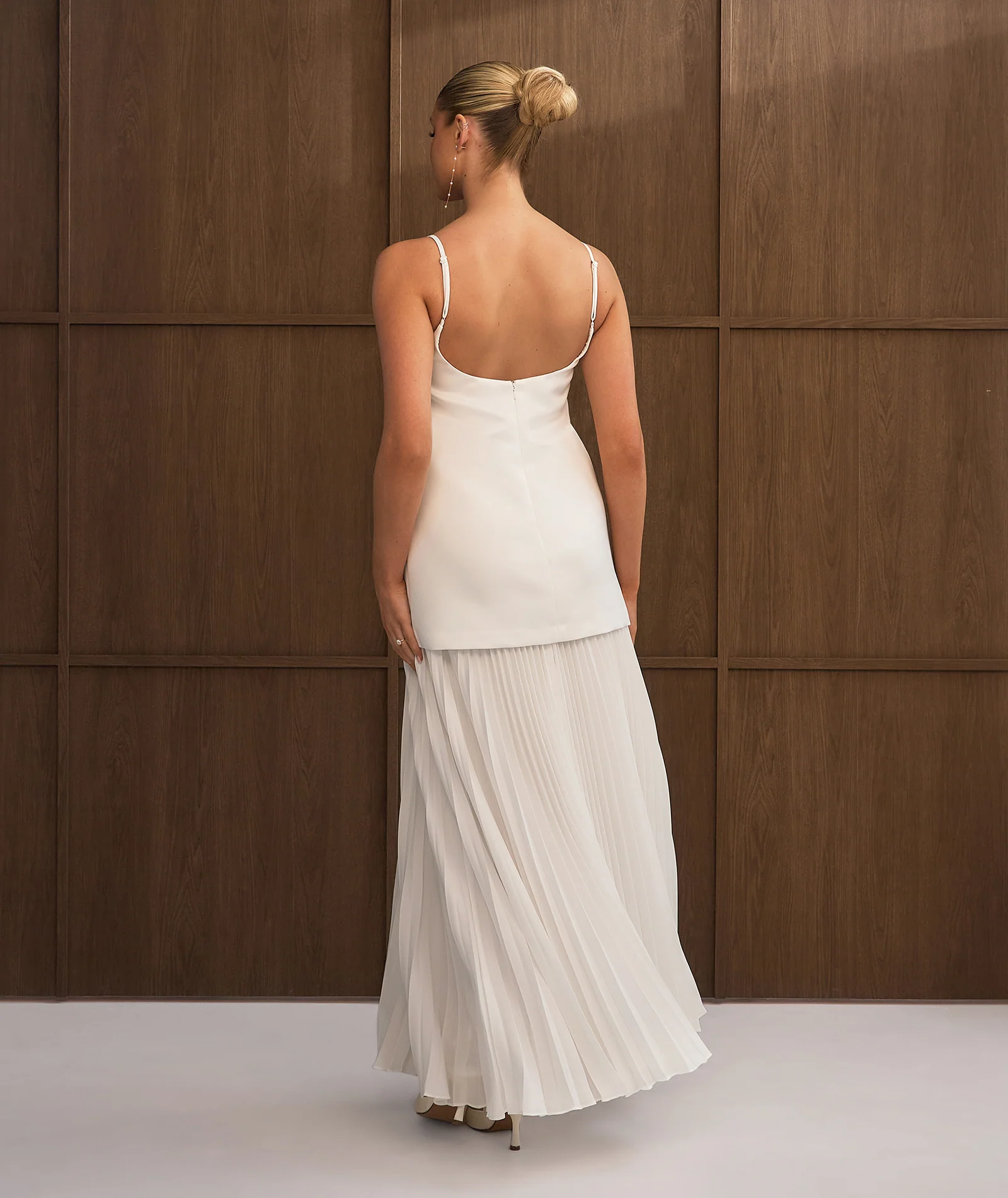 Pearl Embellished Maxi Dress with Neck Scarf - White - Image 6