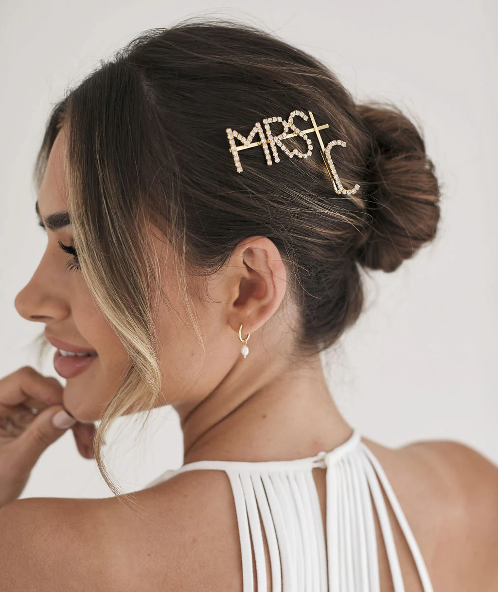 Personalised Mrs Hair Slide - Gold - Image 3