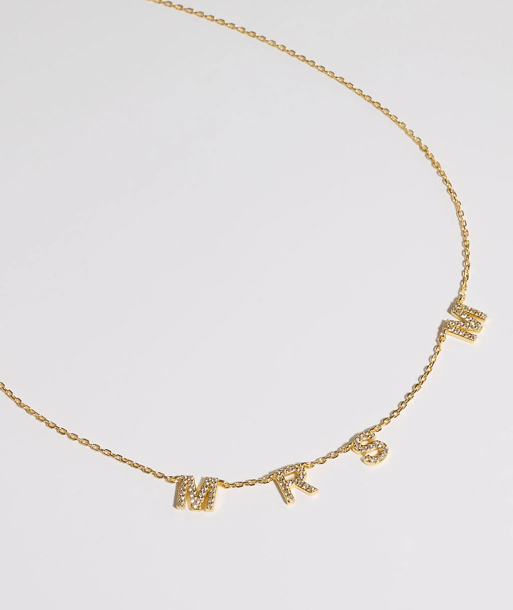 Personalised Mrs Necklace - Gold - Image 3