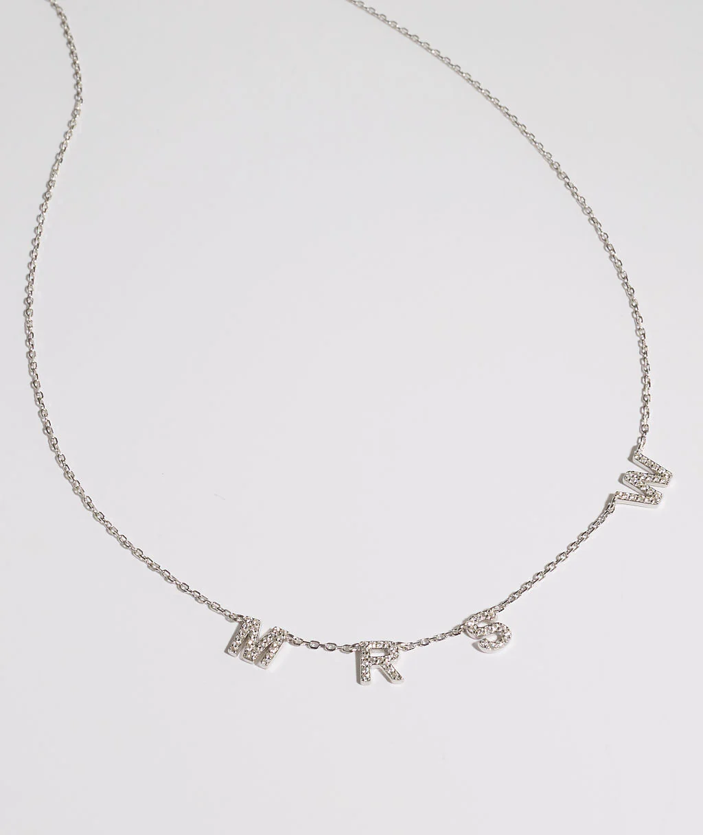 Personalised Mrs Necklace - White Gold - Image 3