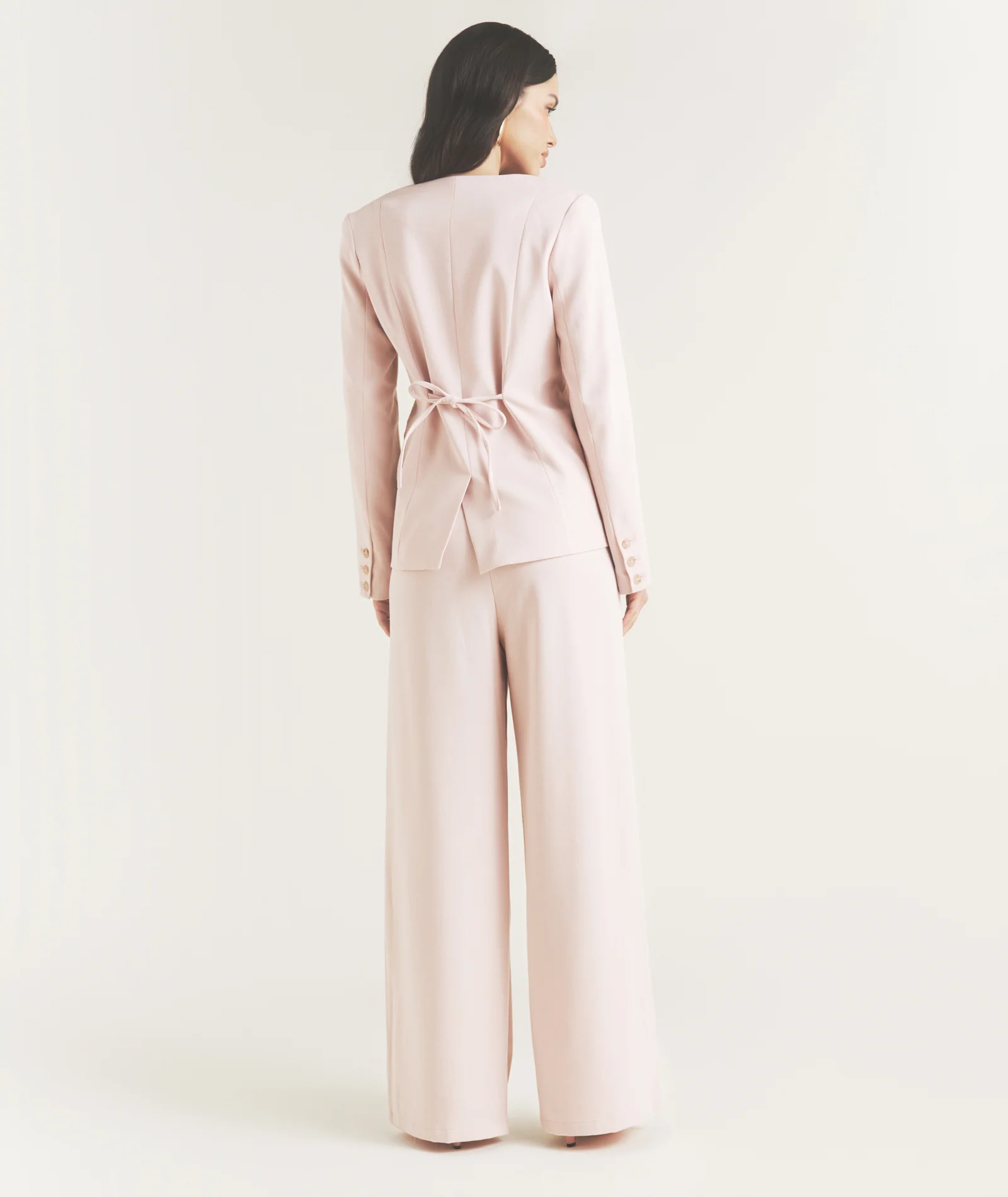 Tailored Wide Leg Trouser - Pink - Image 3