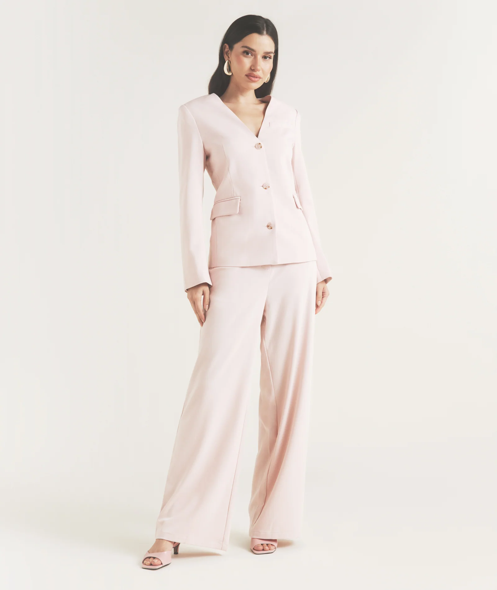 Tailored Wide Leg Trouser - Pink - Image 4