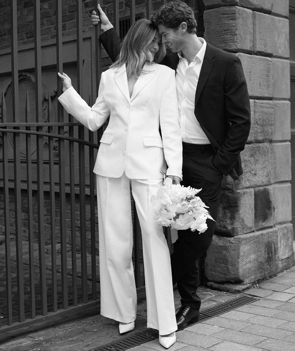Pleated Wide Leg Trousers - Off White - Image 4