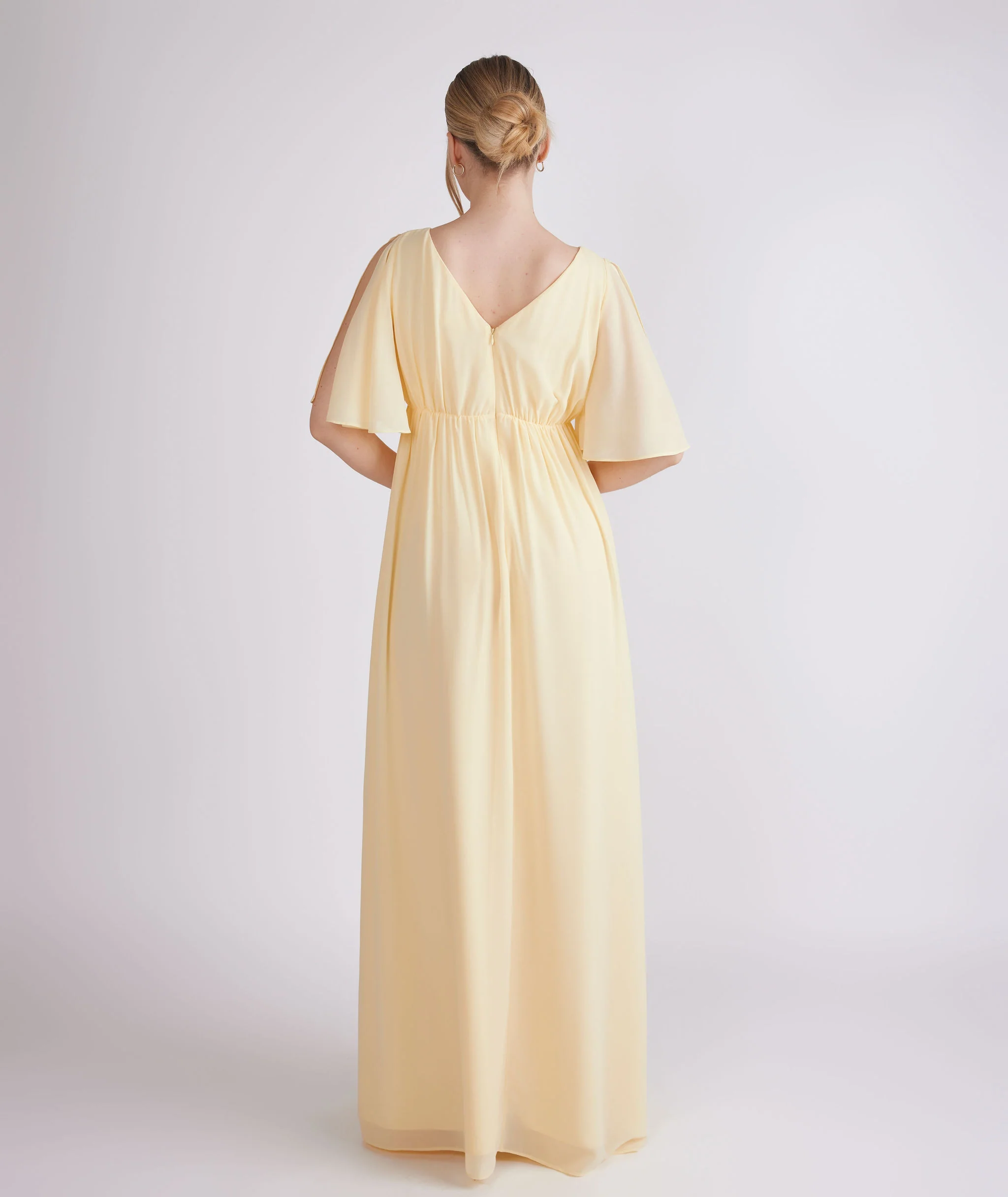 Plunge Maternity Chiffon Bridesmaid Dress - Butter Lemon - Image 3