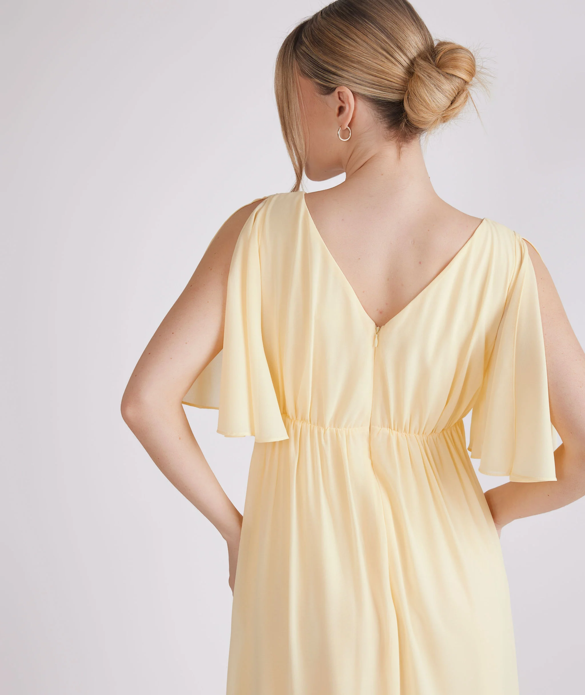 Plunge Maternity Chiffon Bridesmaid Dress - Butter Lemon - Image 4