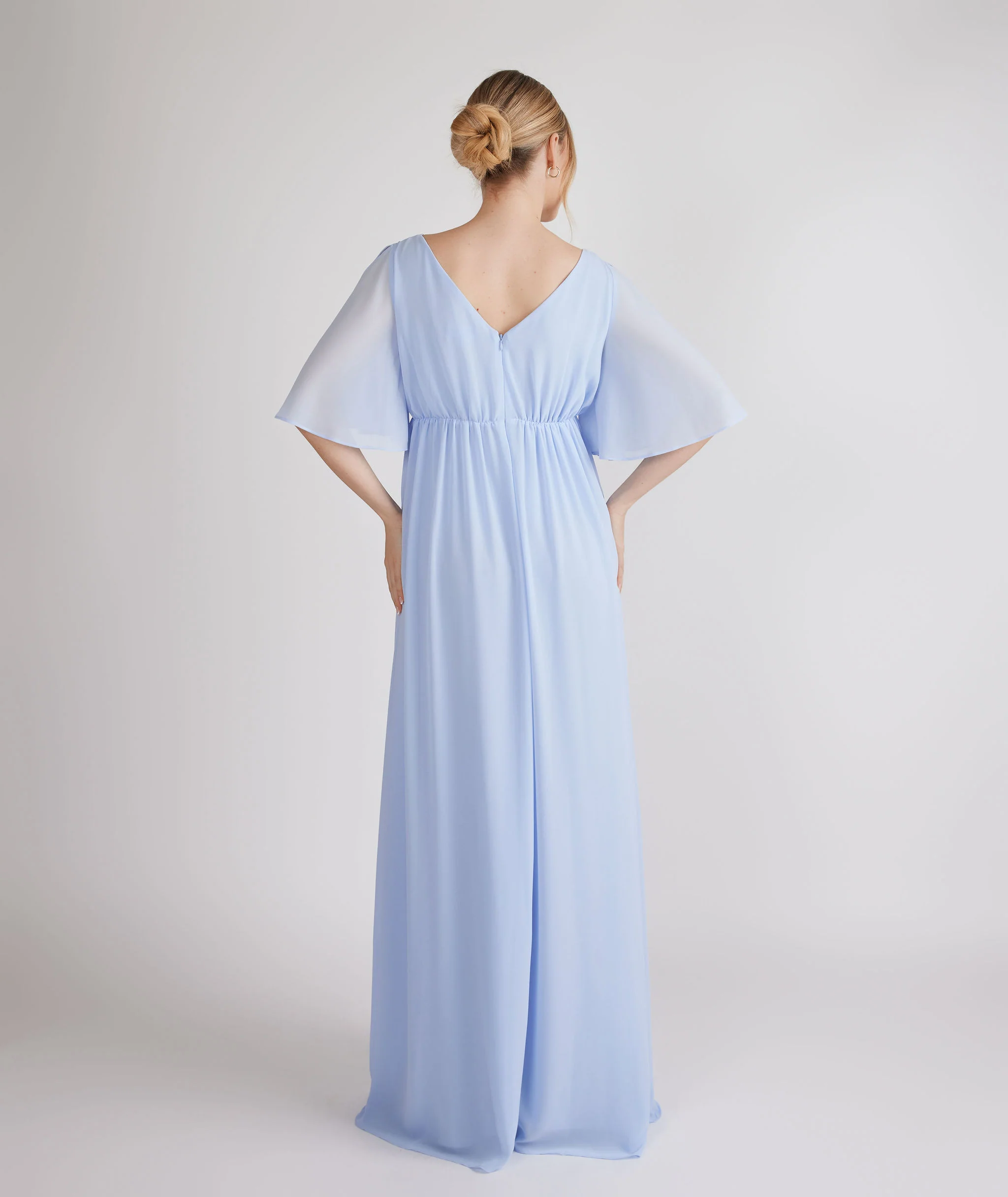 Plunge Maternity Chiffon Bridesmaid Dress - Cornflower Blue - Image 4