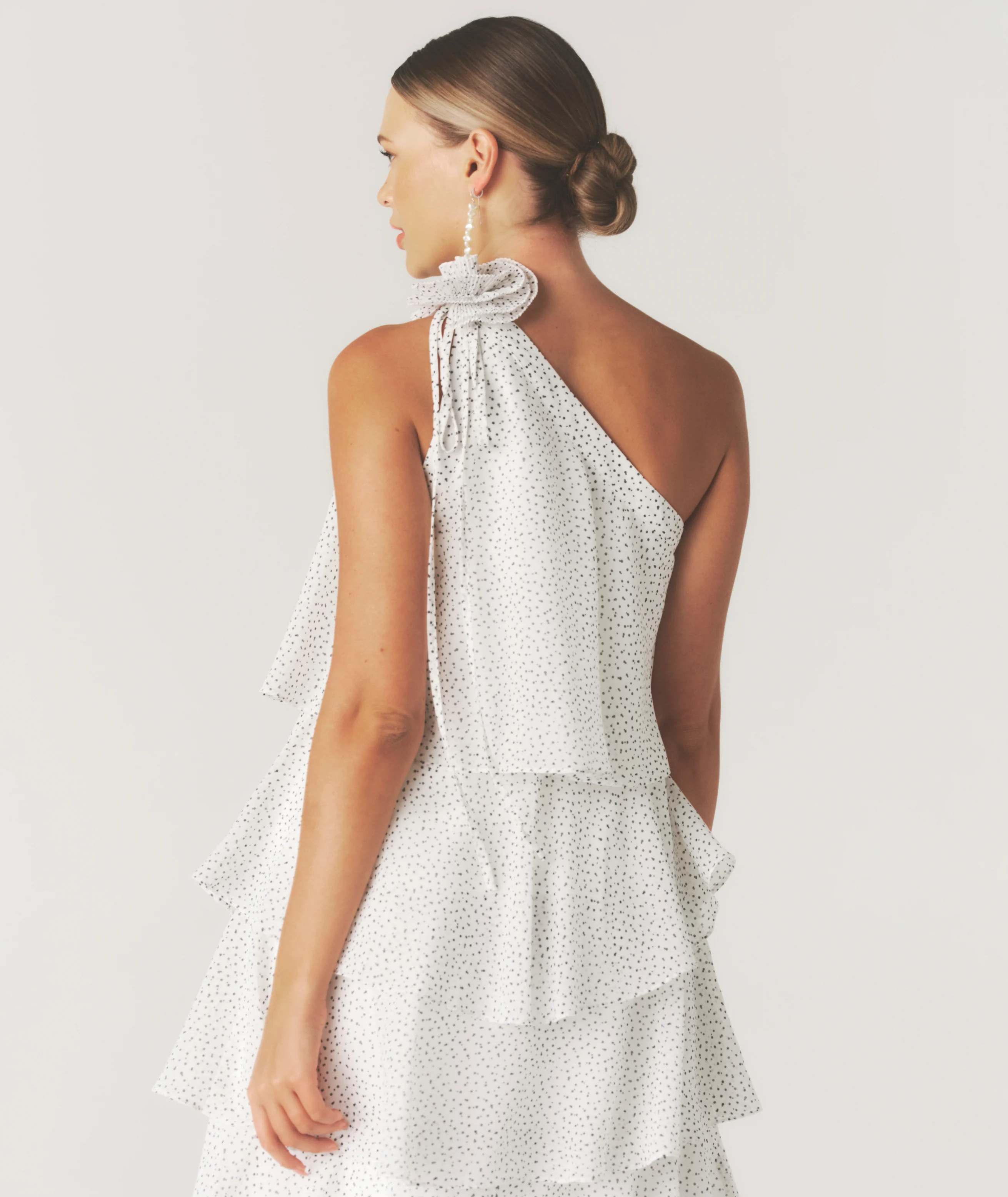 Polka Corsage Tiered Midaxi Dress - White - Image 5