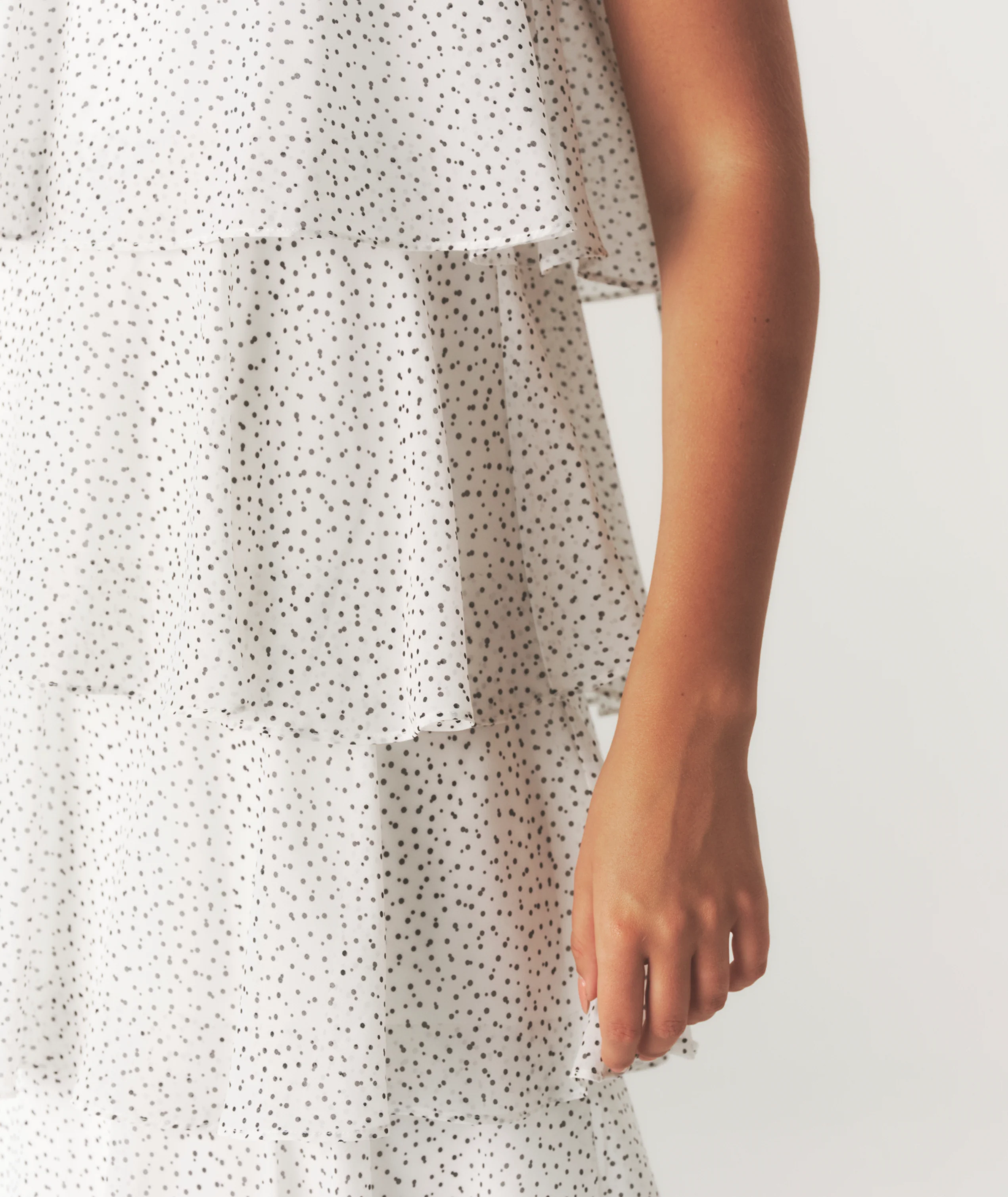 Polka Corsage Tiered Midaxi Dress - White - Image 6