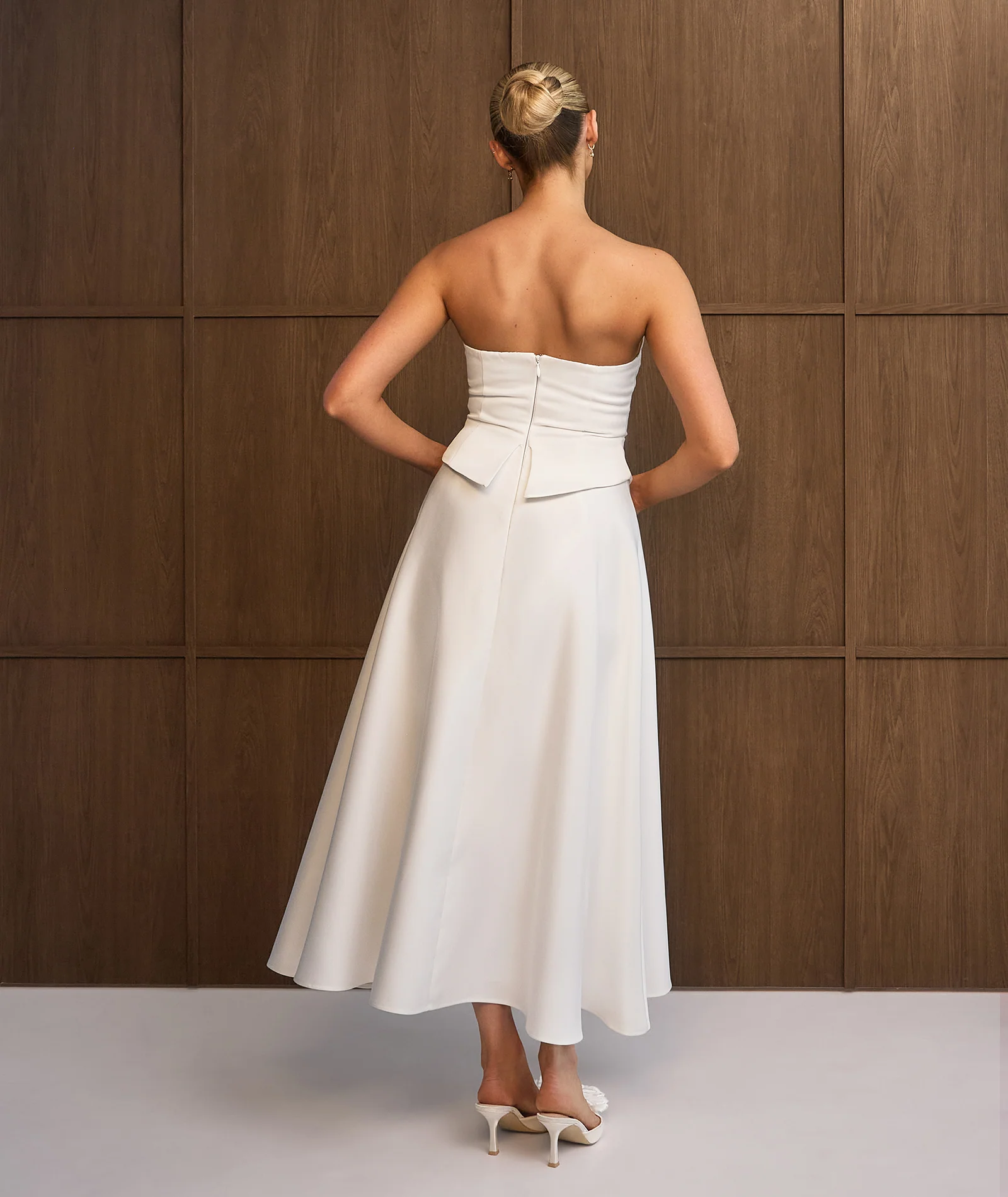 Satin Corset Midi Dress - Ivory - Image 3
