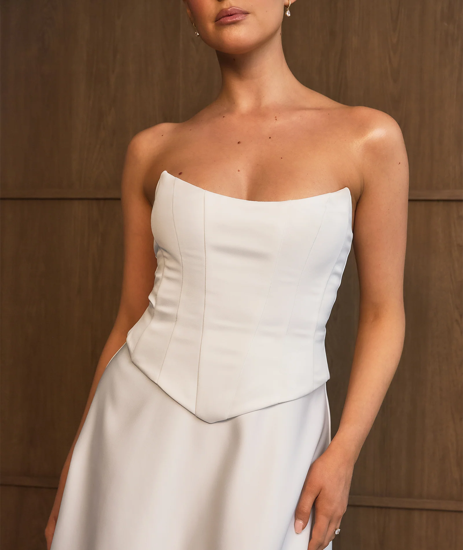 Satin Corset Midi Dress - Ivory - Image 5