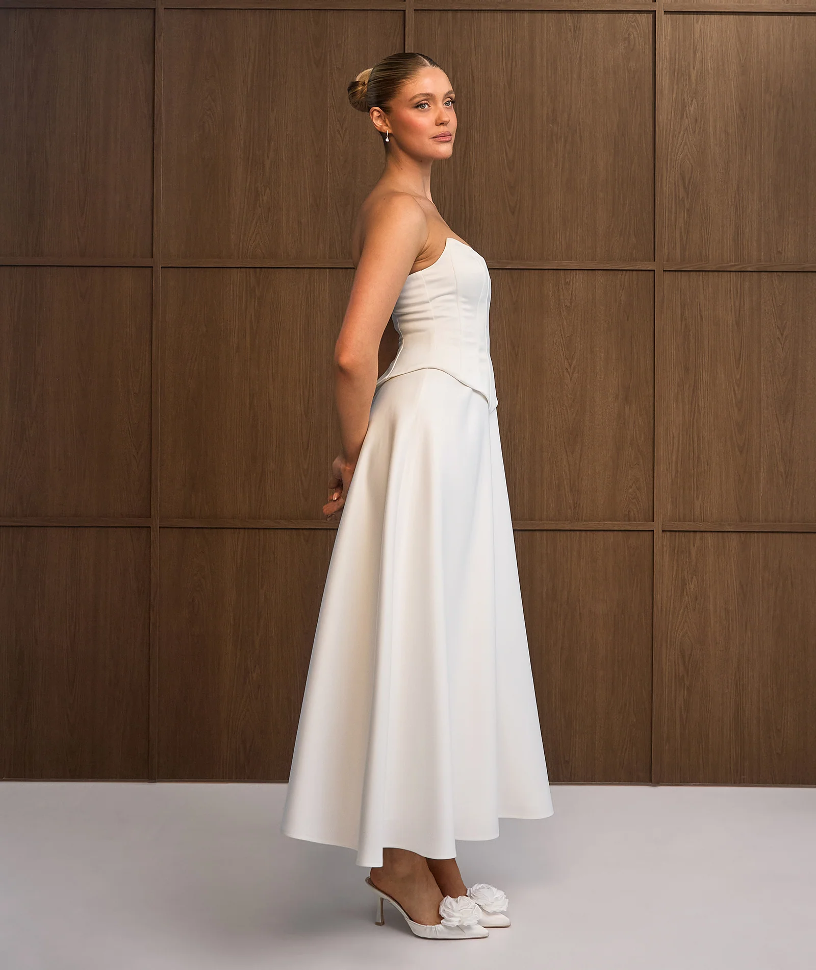 Satin Corset Midi Dress - Ivory - Image 6