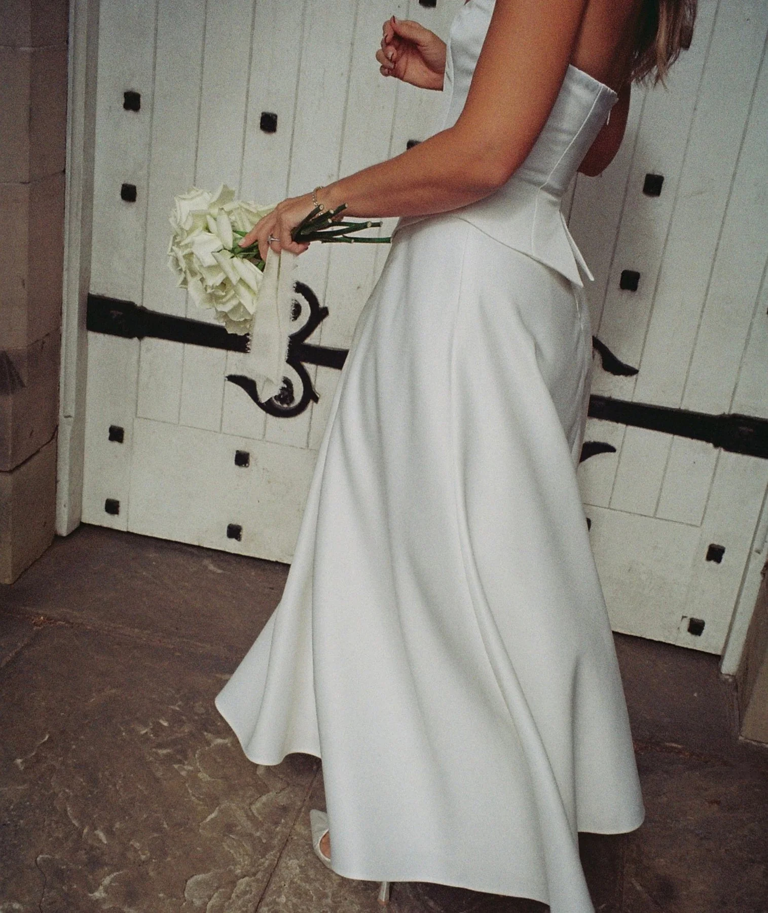 Satin Corset Midi Dress - Ivory - Image 7