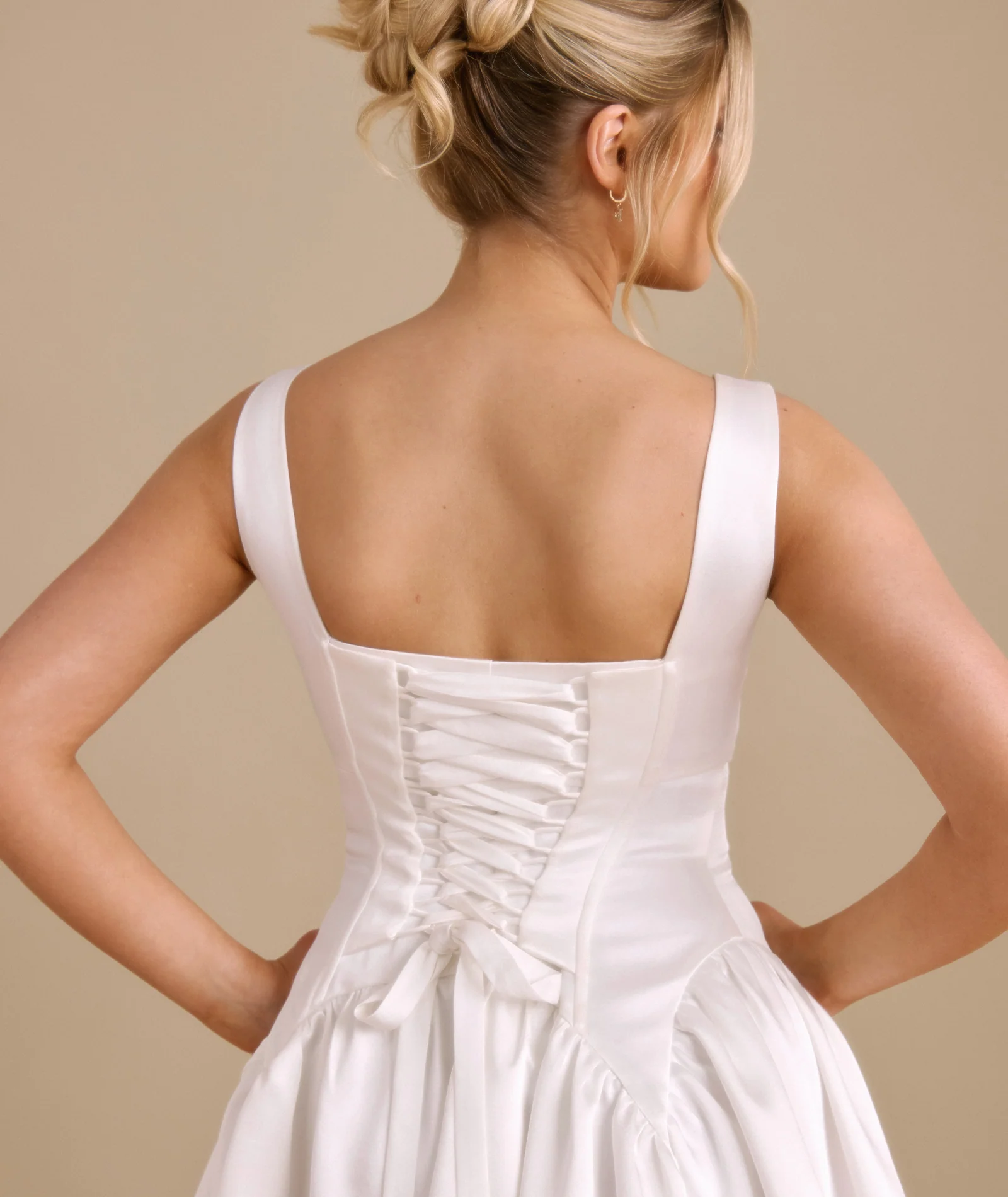 Scoop Neck Skater Mini Dress - White - Image 4