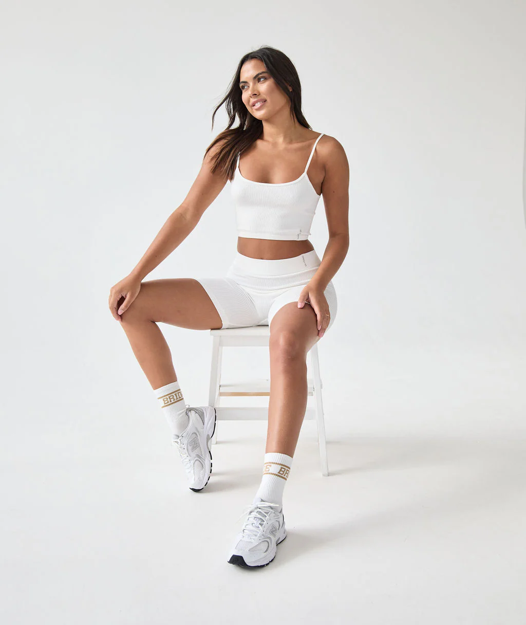Seamless Contour Rib Crop Top - Milk White - Image 2