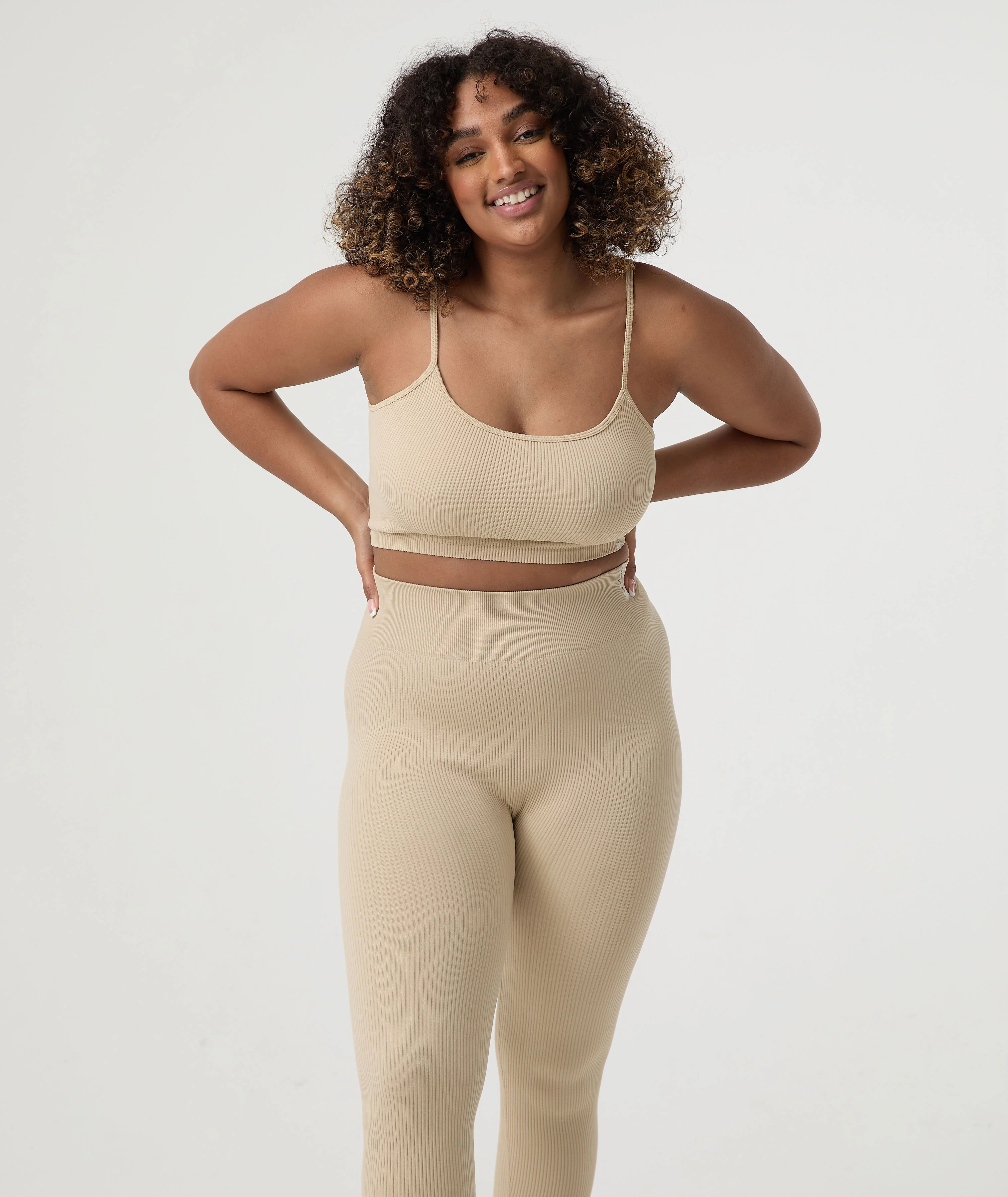Seamless Contour Rib Crop Top - Sand - Image 2