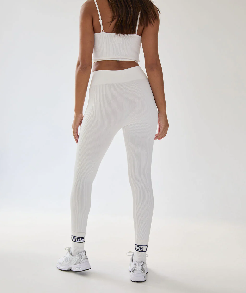 Seamless Contour Rib Leggings - Milk White - Image 4