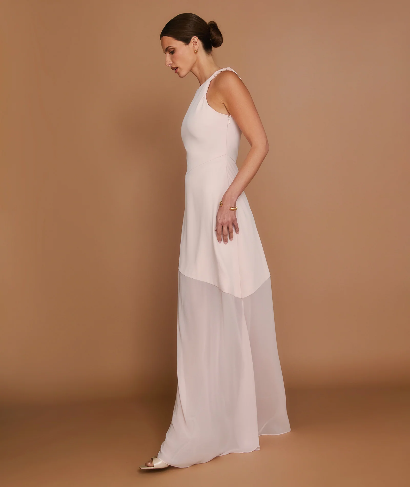 Sheer Hem Maxi Dress - Pale Pink - Image 4