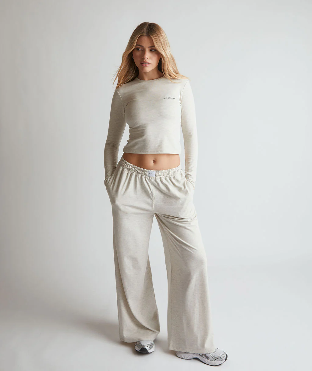Soft Long Sleeve Top - Oatmeal Marl - Image 3