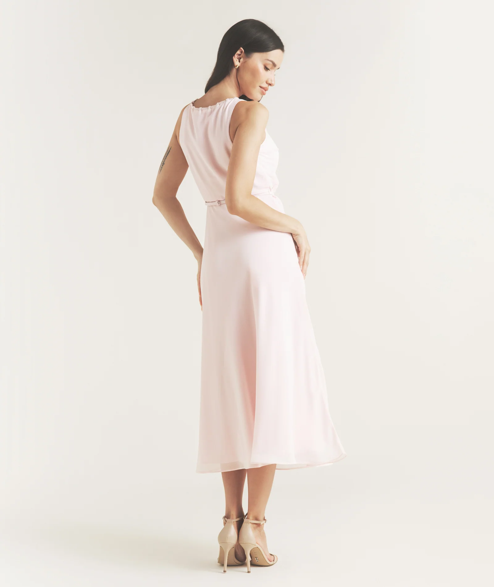 Tailored Trim Detail Midi Dress - Pale Pink - Image 3