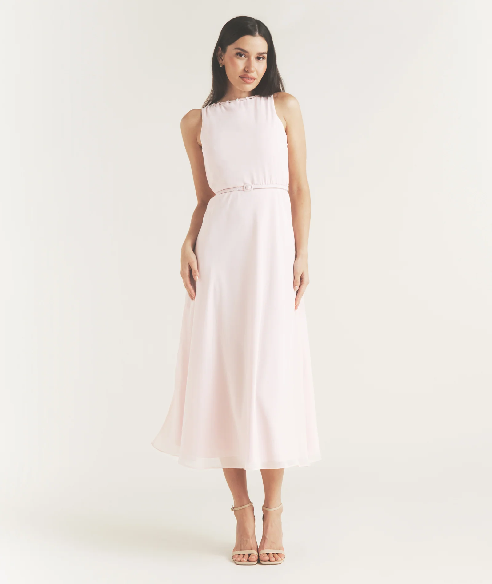 Tailored Trim Detail Midi Dress - Pale Pink - Image 6