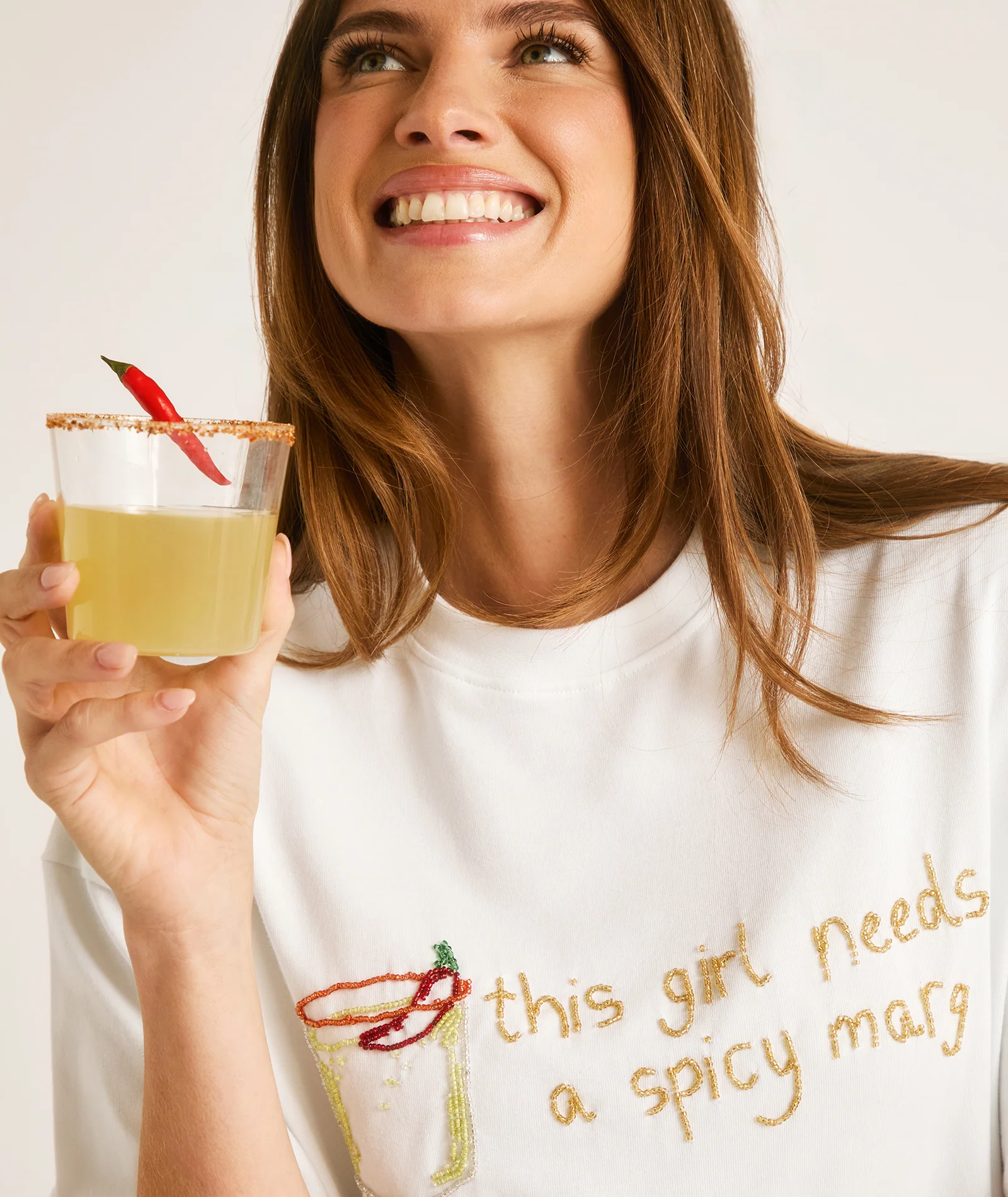 This Girl Needs a Spicy Marg Beaded Tee - White - Image 3