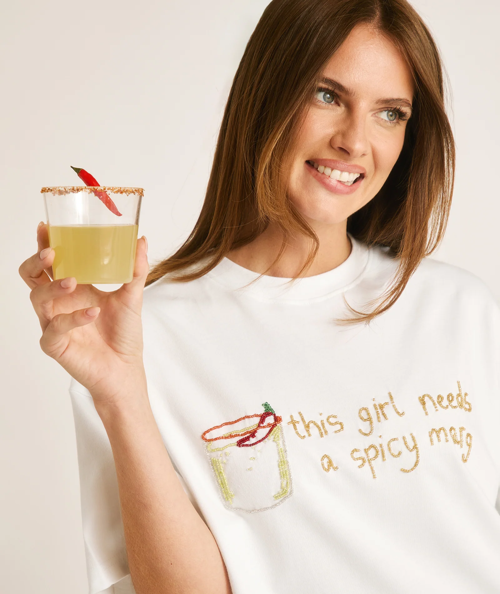 This Girl Needs a Spicy Marg Beaded Tee - White - Image 7