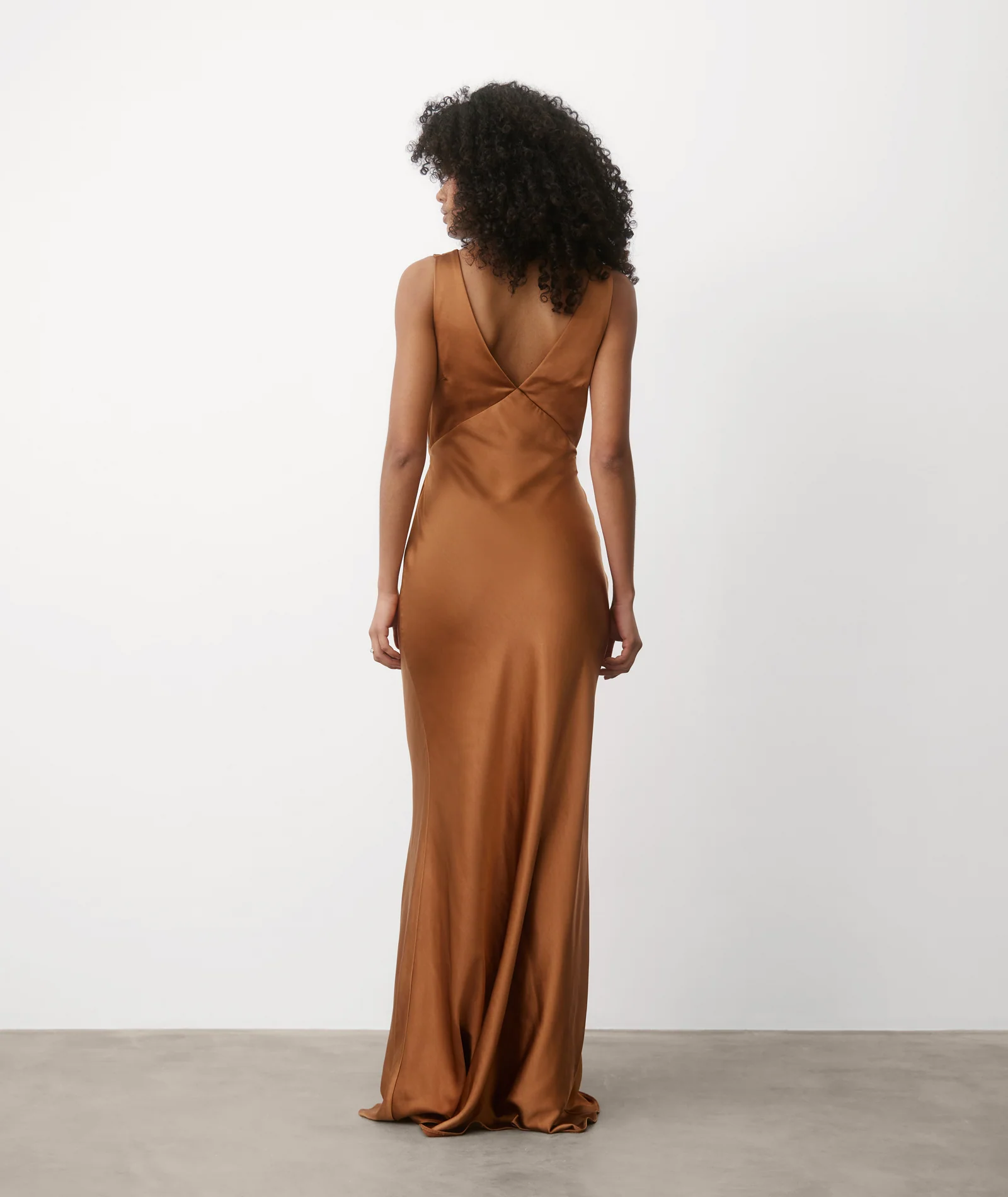Twist Back Satin Bridesmaid Dress - Rust - Image 4