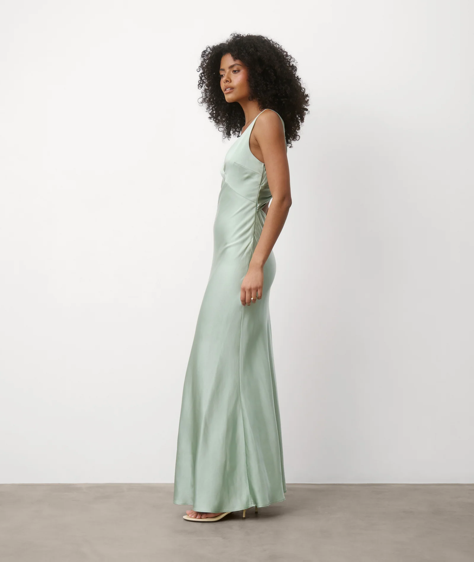 Twist Back Satin Bridesmaid Dress - Sage - Image 5
