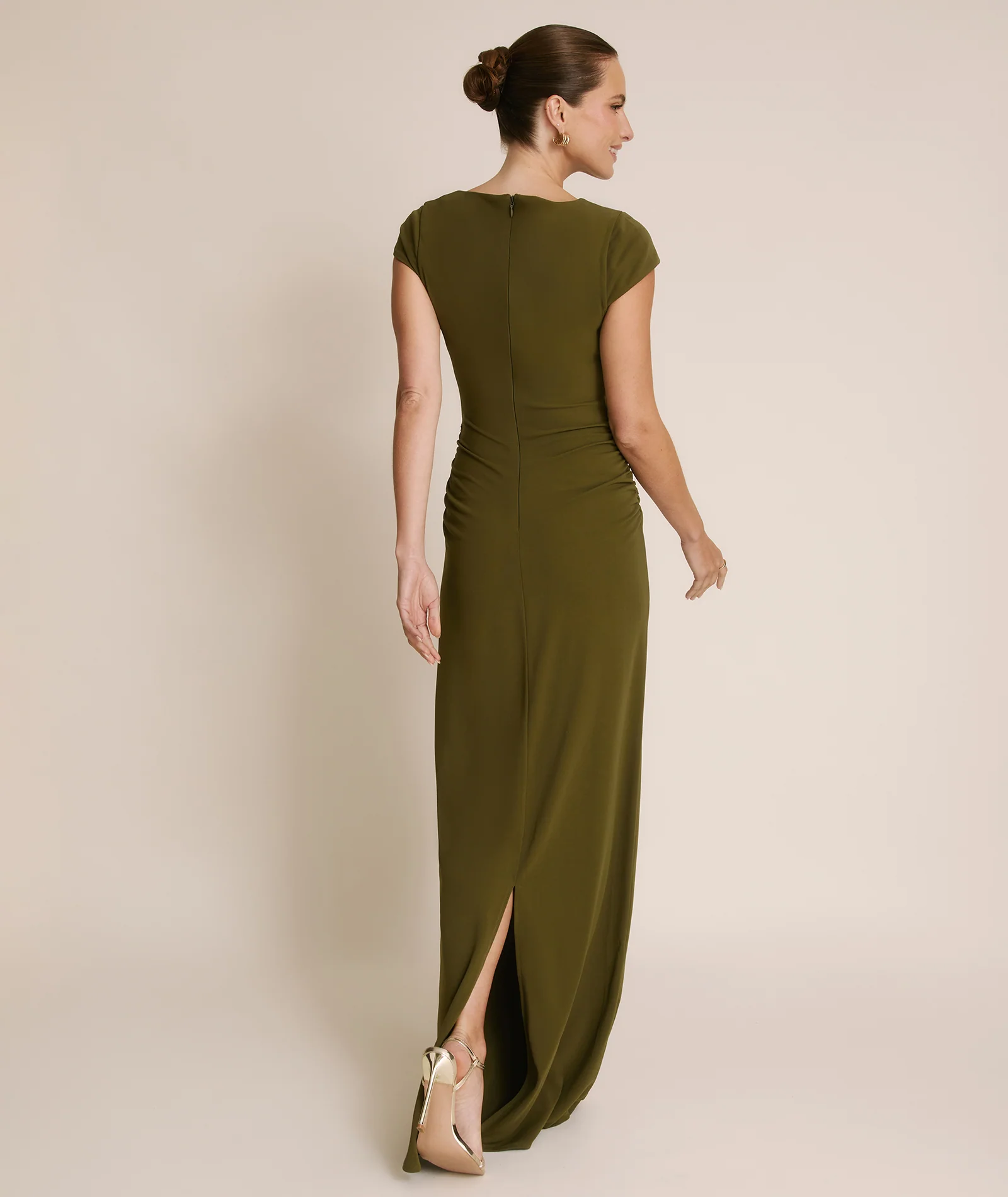 Twist Bust Stretch Sculpt Bridesmaid Dress - Fern Green - Image 3