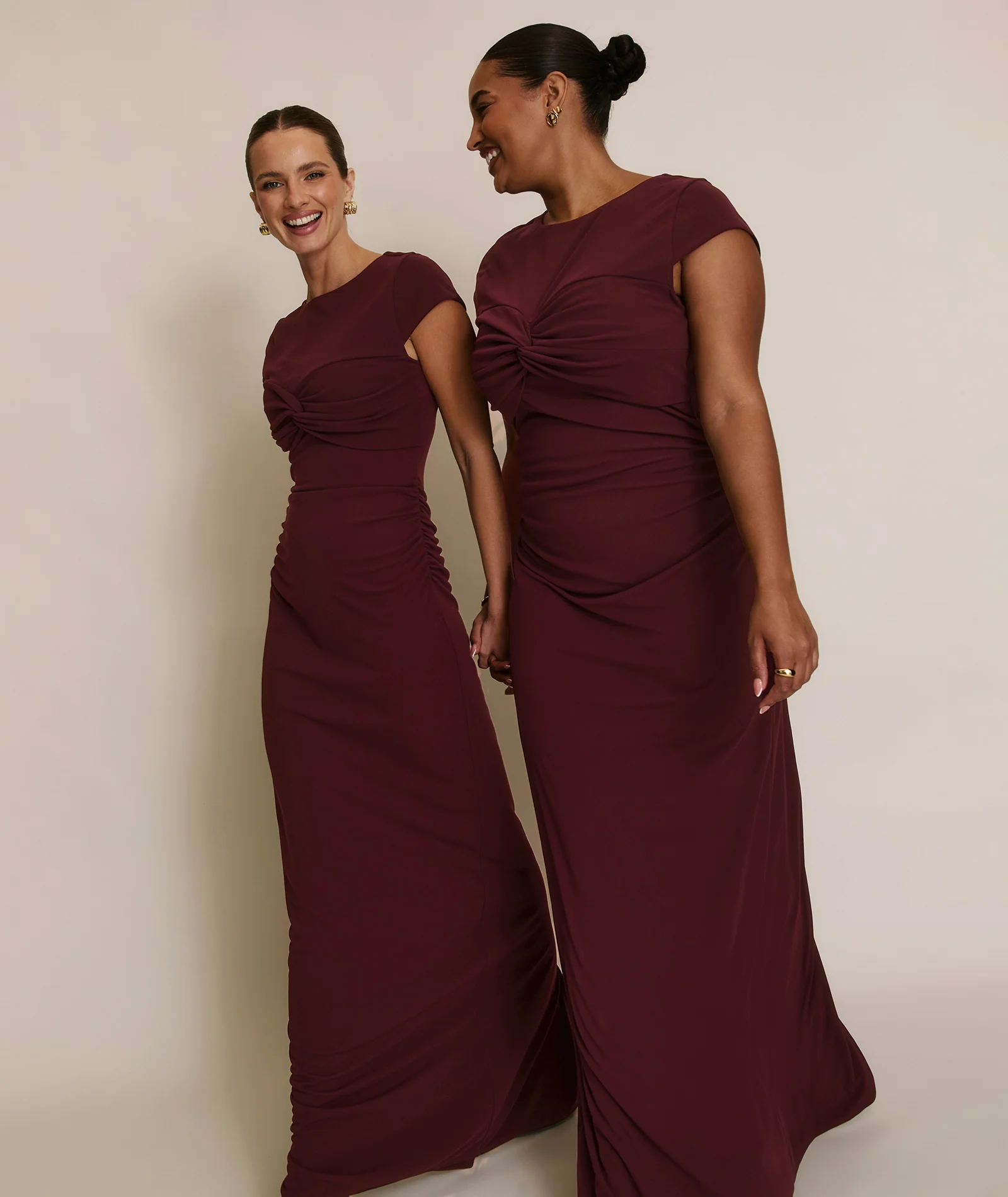 Twist Bust Stretch Sculpt Bridesmaid Dress - Merlot - Image 3