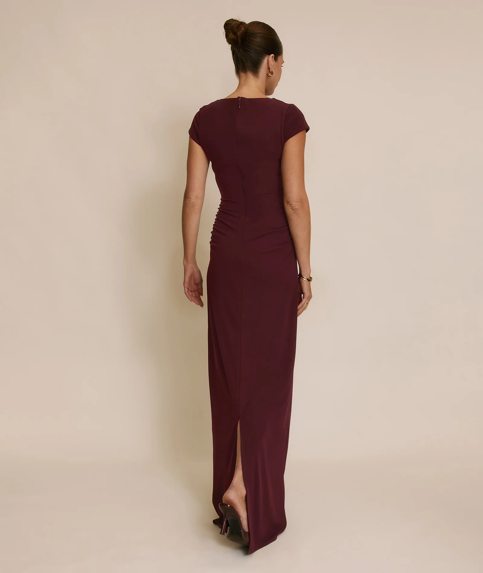 Twist Bust Stretch Sculpt Bridesmaid Dress - Merlot - Image 5