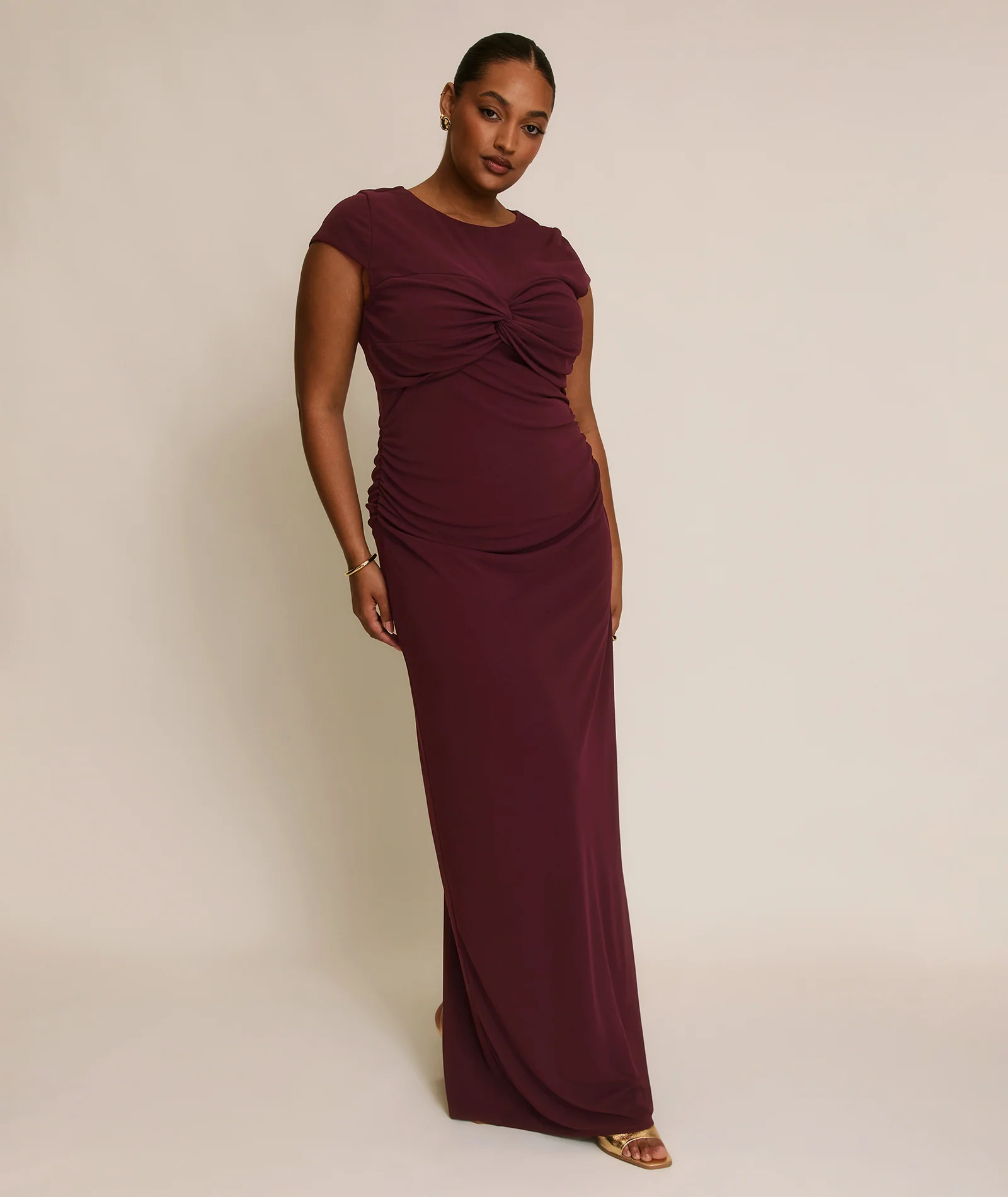 Twist Bust Stretch Sculpt Bridesmaid Dress - Merlot - Image 6