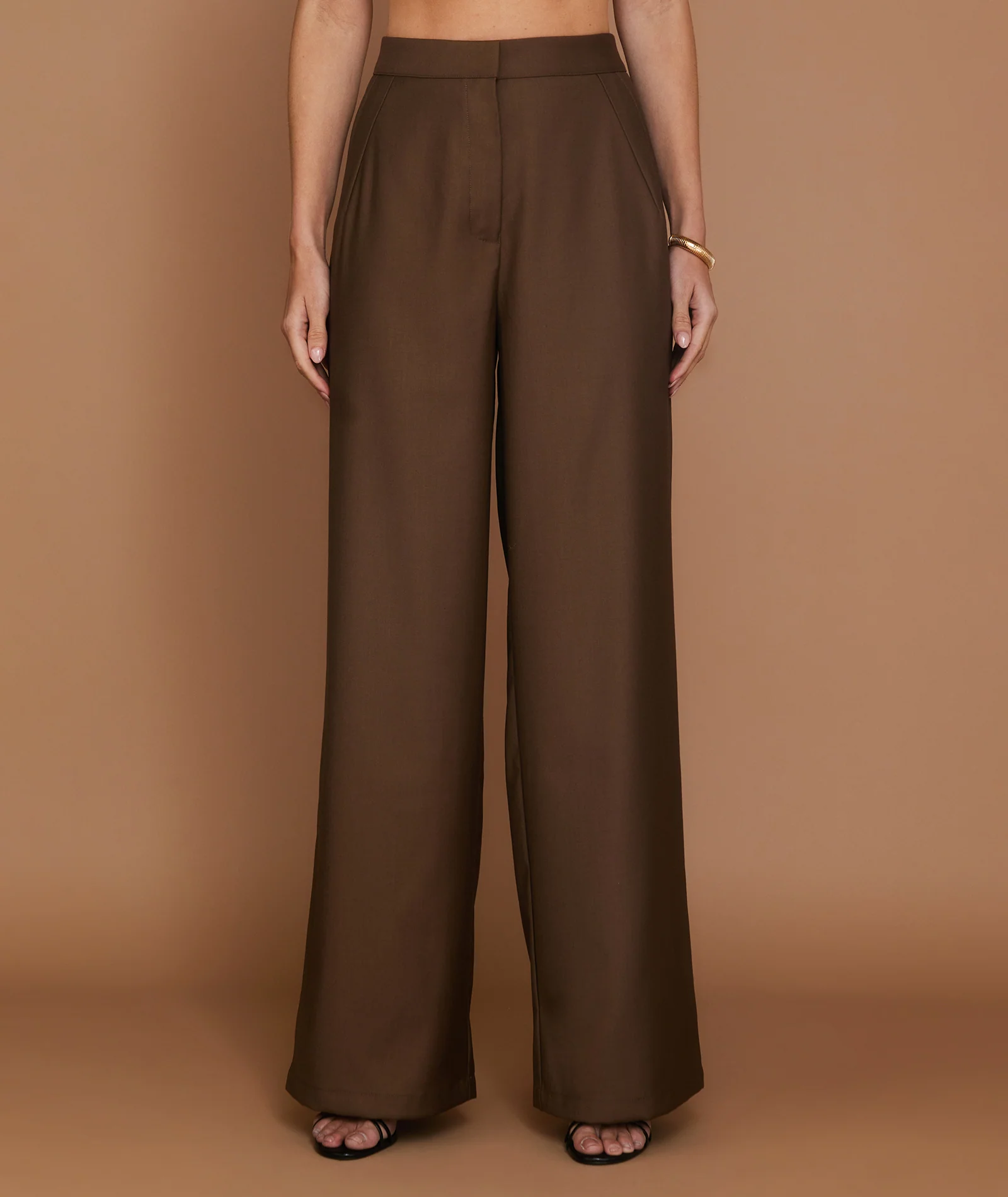 Wide Leg Tailored Trouser - Chocolate - Image 4