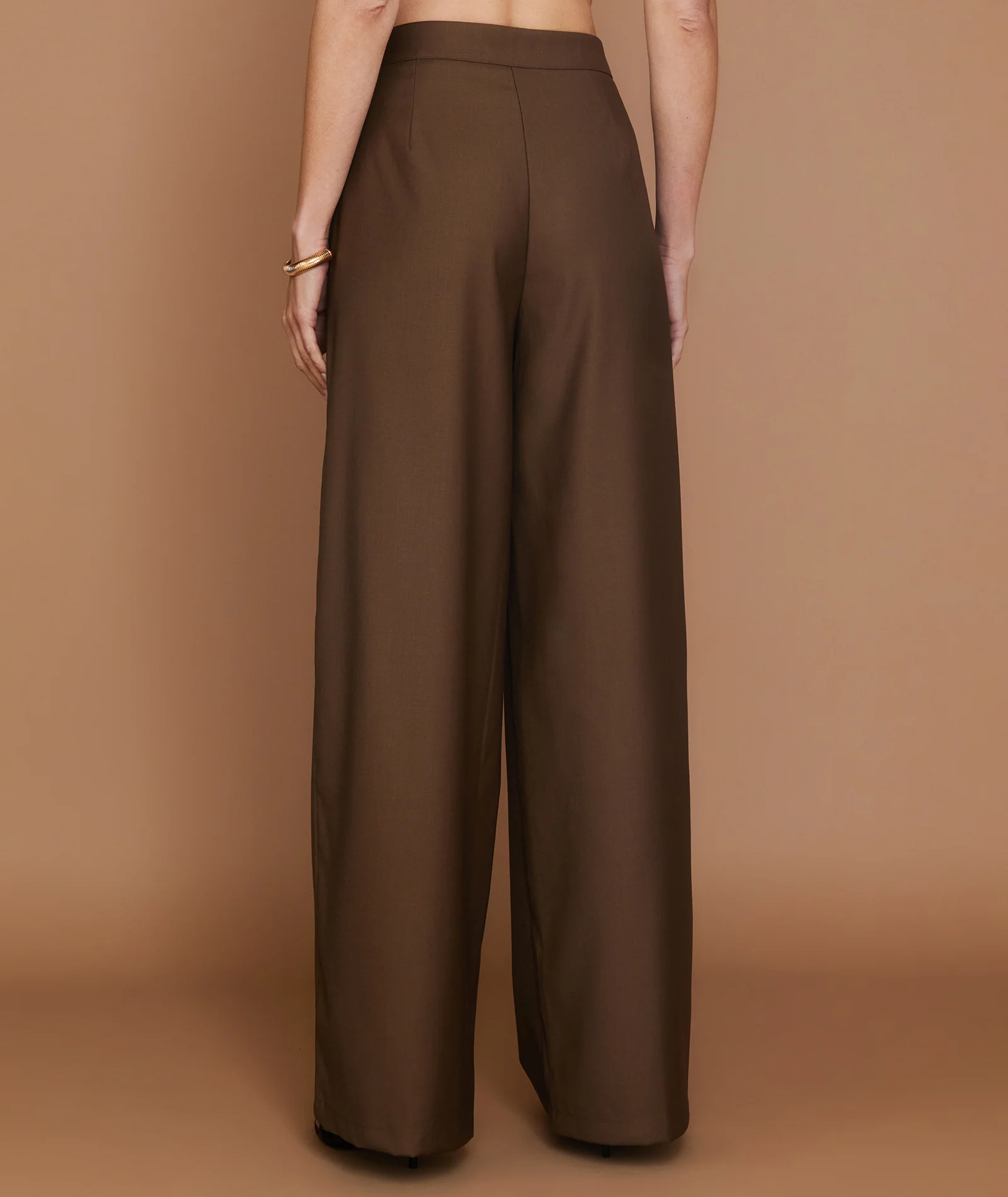 Wide Leg Tailored Trouser - Chocolate - Image 5