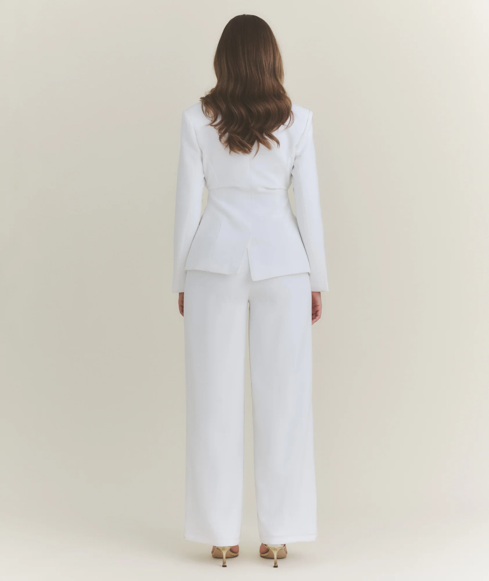 Wide Leg Tailored Trousers - White - Image 3