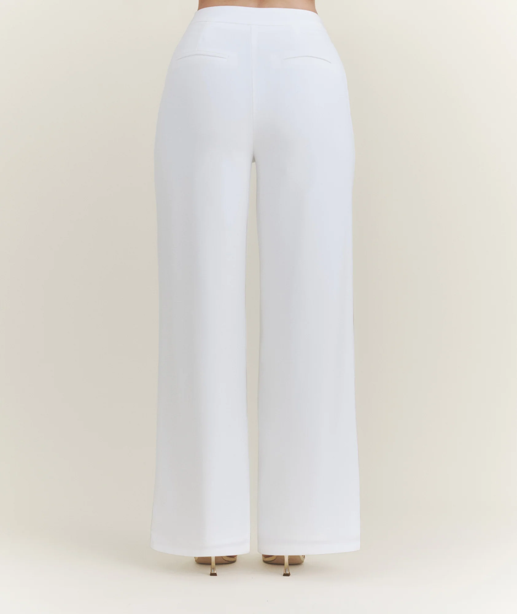 Wide Leg Tailored Trousers - White - Image 4