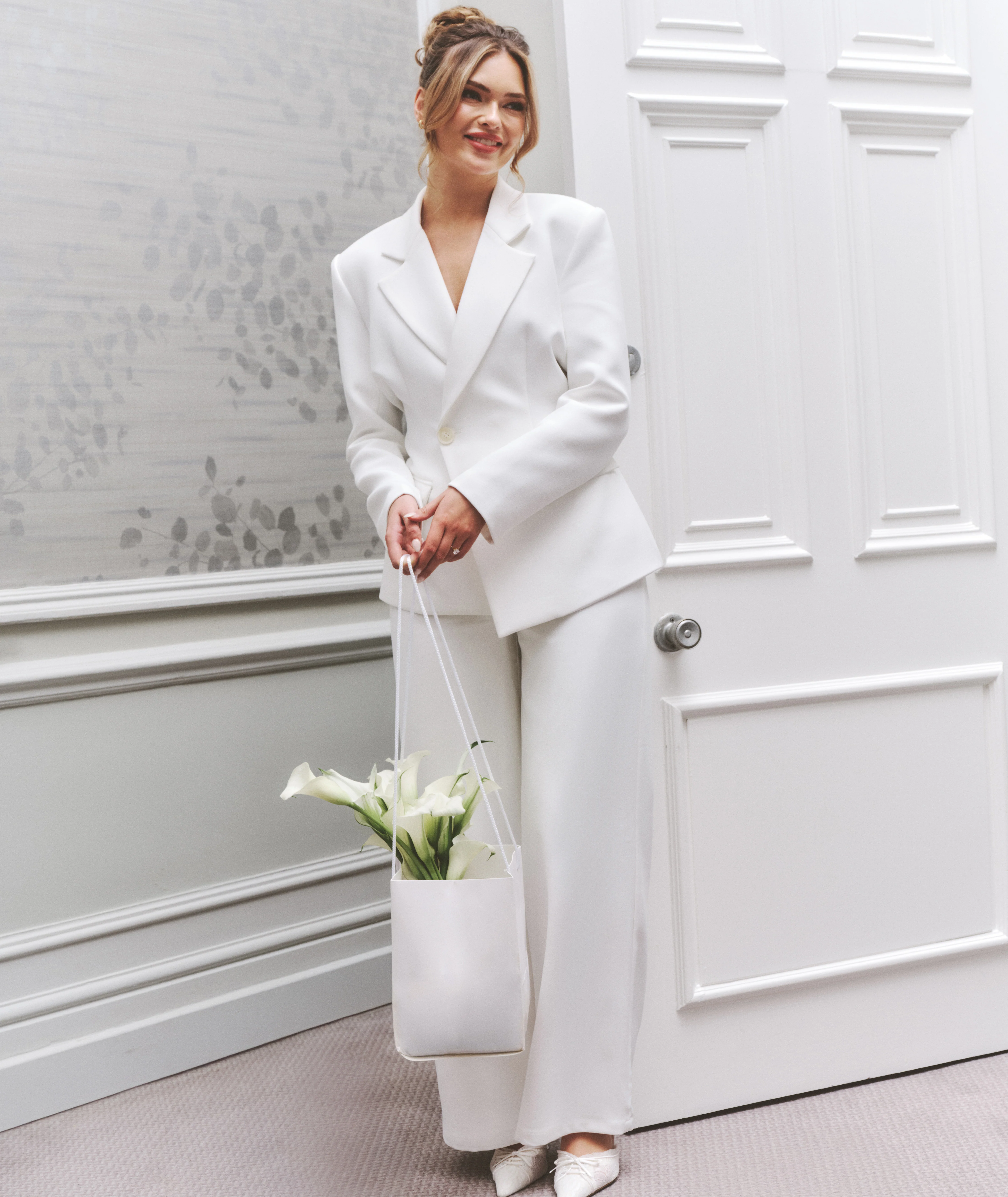 Wide Leg Tailored Trousers - White - Image 7