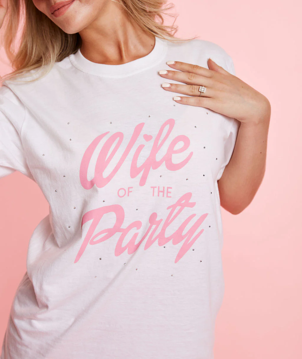 Wife of The Party Rhinestone Tee - White - Image 3