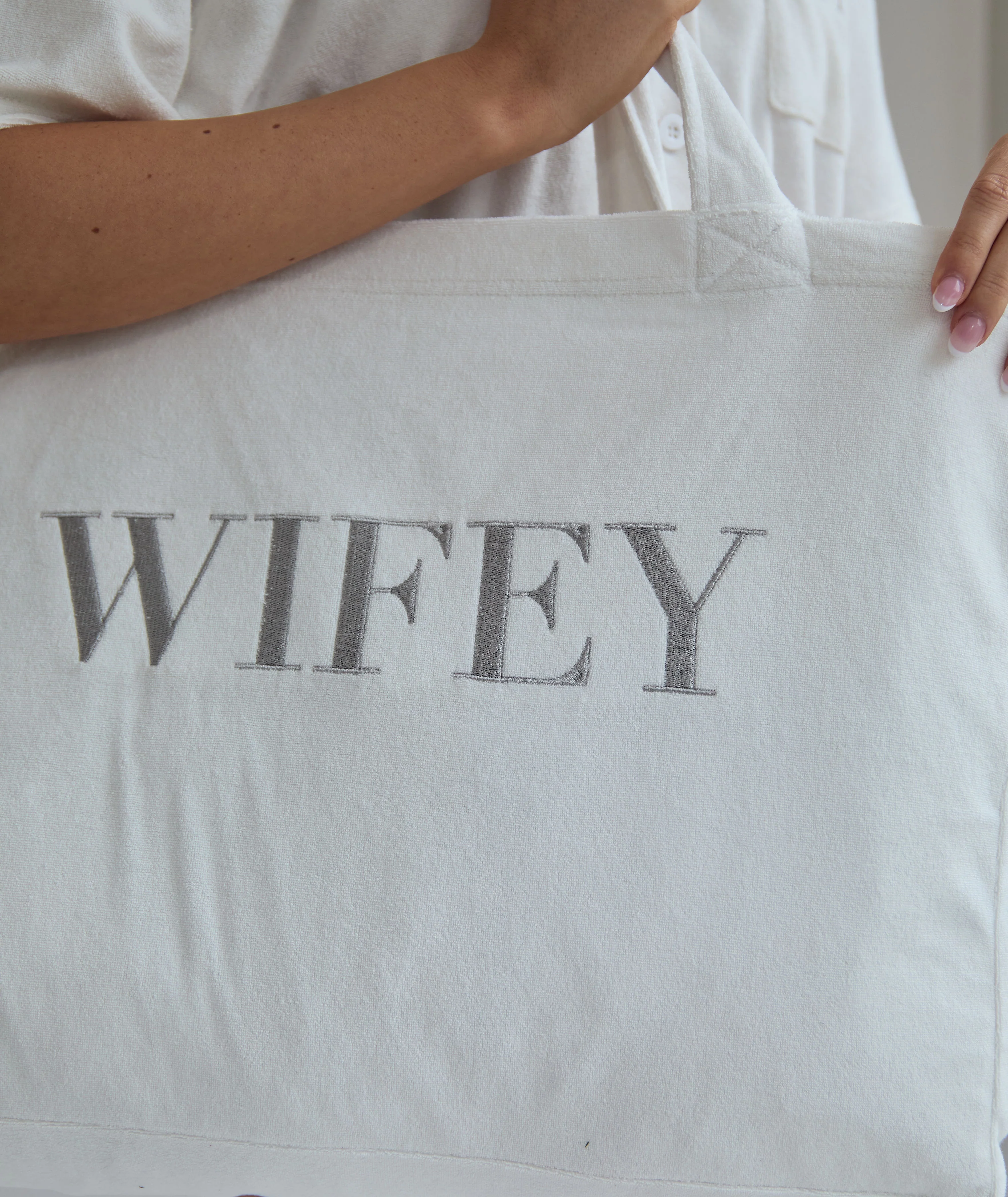 Wifey Statement Towel Tote Bag - White - Image 4