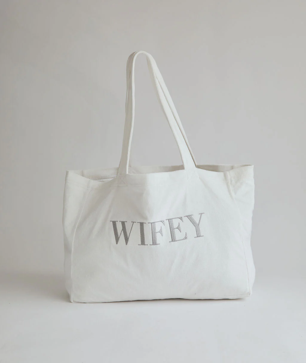 Wifey Statement Towel Tote Bag - White - Image 5