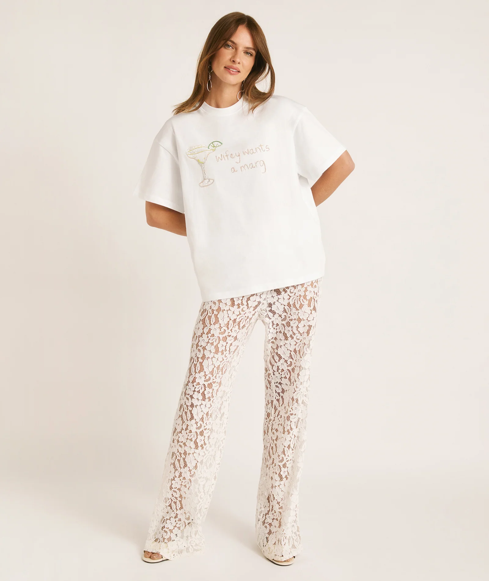 Wifey Wants a Marg Beaded Tee - White - Image 3