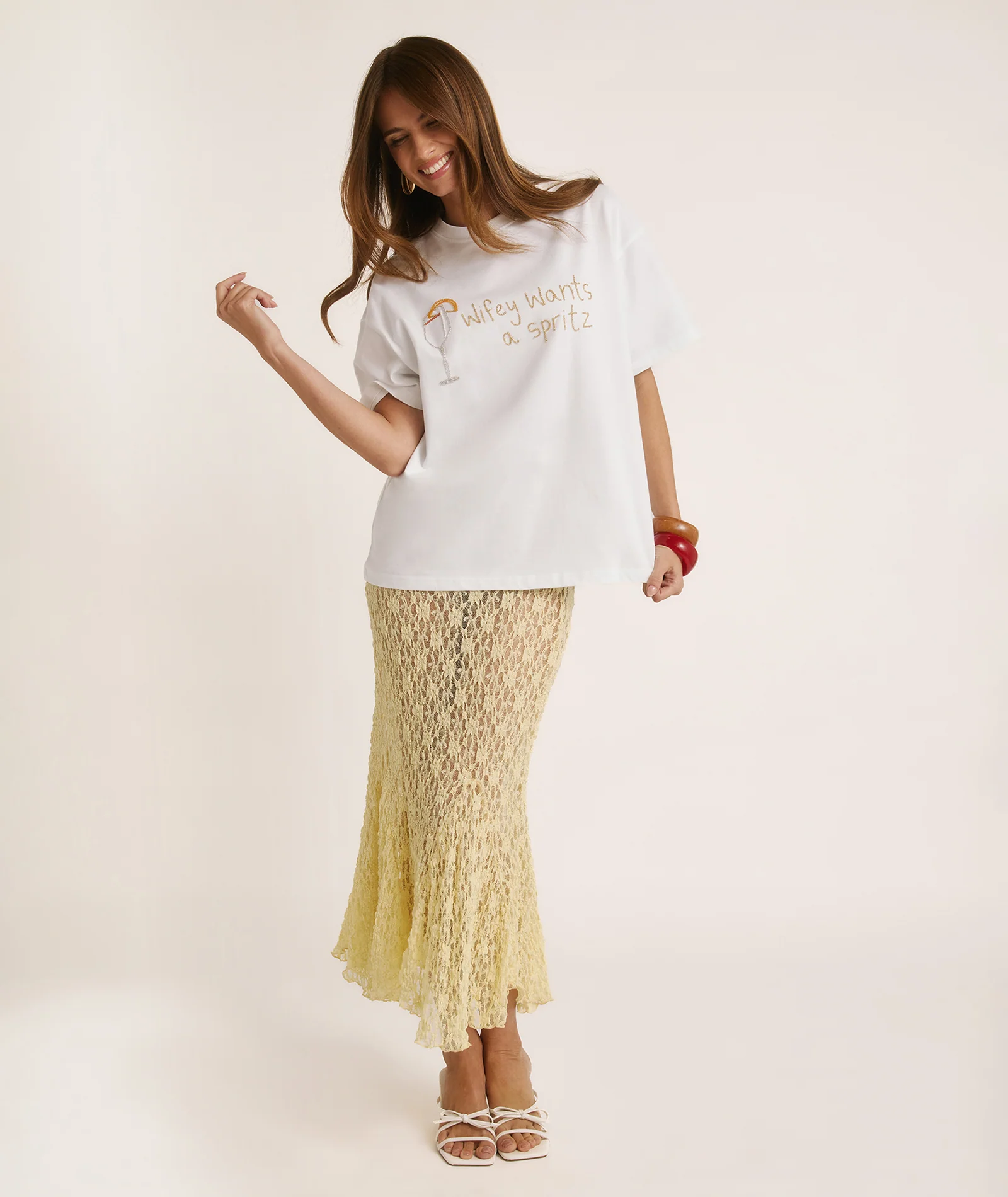 Wifey Wants a Spritz Beaded Tee - White - Image 3